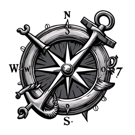 Anchor And Compass tattoo design idea