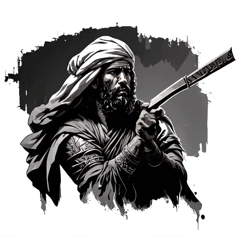 Palestinian warrior tattoo design idea