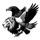Eagle , dove and a lion head tattoo design idea