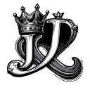 letter J incorporated into a royal crown tattoo design idea