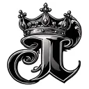 letter J incorporated into a royal crown tattoo design idea