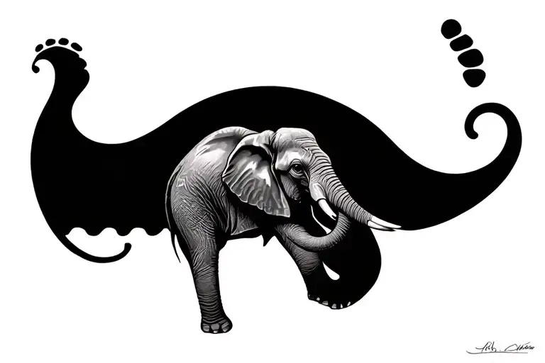 footprint morphed into elephant tattoo design idea