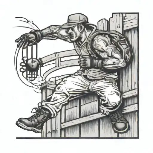 hooligan jumping a fence tattoo design idea