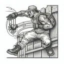 hooligan jumping a fence tattoo design idea