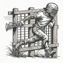 hooligan jumping a fence tattoo design idea