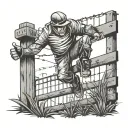 hooligan jumping a fence tattoo design idea