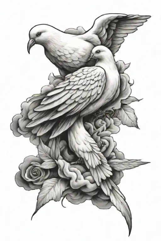 cloud, white dove, light tattoo design idea