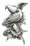 cloud, white dove, light tattoo design idea
