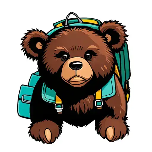 Cali bear with backpack tattoo design idea