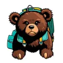 Cali bear with backpack tattoo design idea