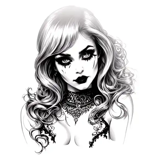 goth pinup girl tattoo design idea