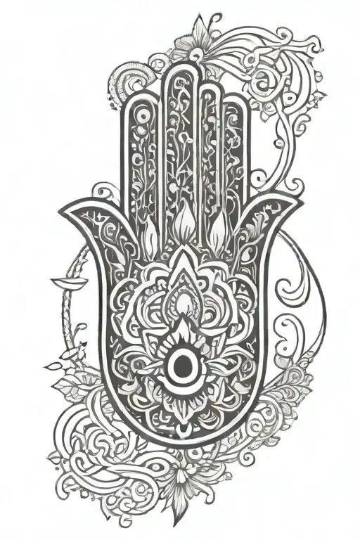 hamsa hand tattoo, infinity symbol, energy symbols  tattoo design idea