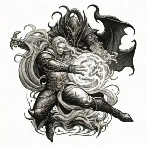 glorfindel fighting balrog being slain tattoo design idea