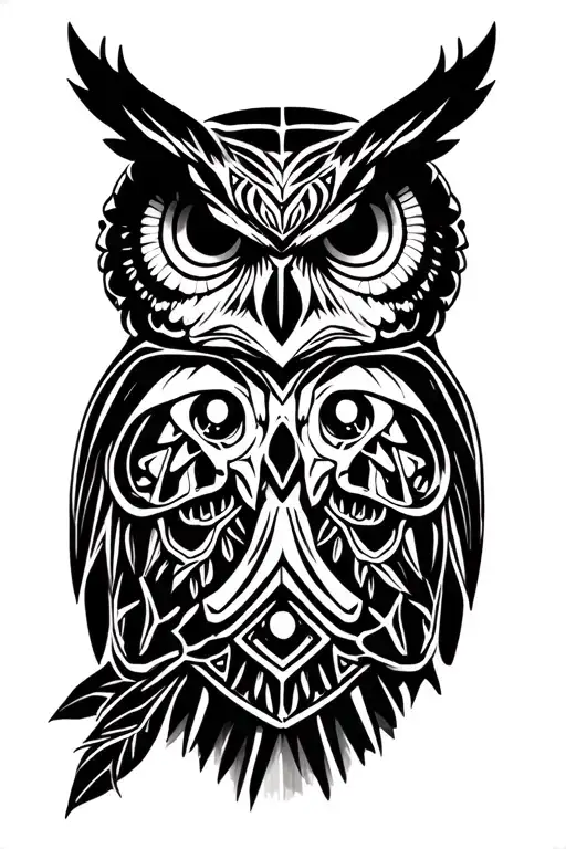 owl and skull tattoo design idea
