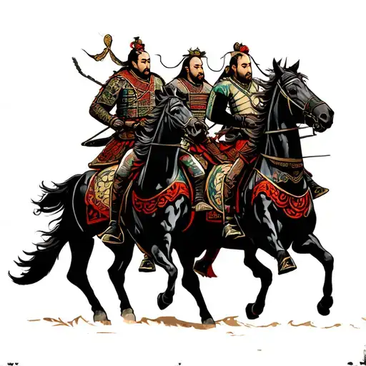 four horseman of the apocalypse riders are samurai riding tattoo design idea