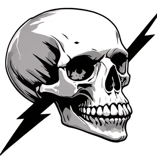 sugar scull with lightning bolt with adoption symbol tattoo design idea