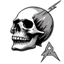 sugar scull with lightning bolt with adoption symbol tattoo design idea