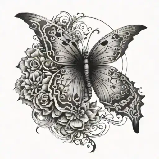 Butterfly 3D menly tattoo design idea