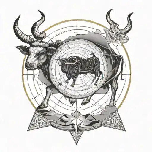 Taurus flat earth field geometric design featuring tattoo design idea