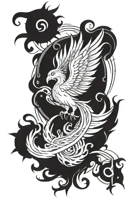 phoenix with a christian cross tattoo design idea