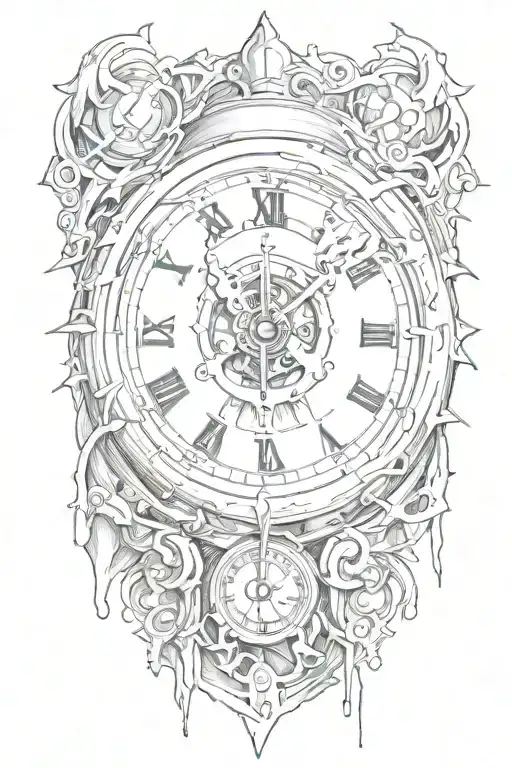 clock melting tattoo design idea