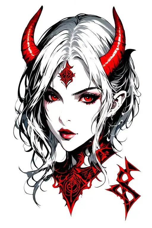 Rune devil horns tattoo design idea