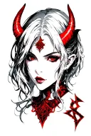 Rune devil horns tattoo design idea