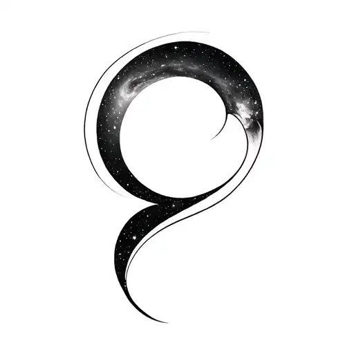 "Andromeda" galaxy minimalist design black and white tattoo design idea