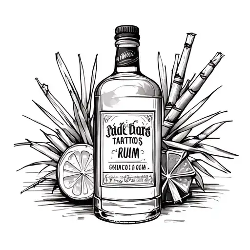 Rum Bottle and sugar cane tattoo design idea