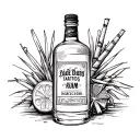Rum Bottle and sugar cane tattoo design idea