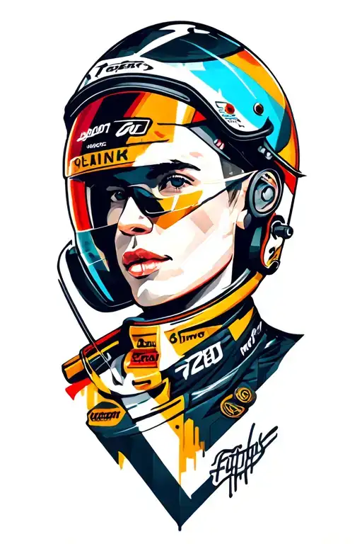 semi abstract that captures racing, tech, but a classic timeless style tattoo design idea