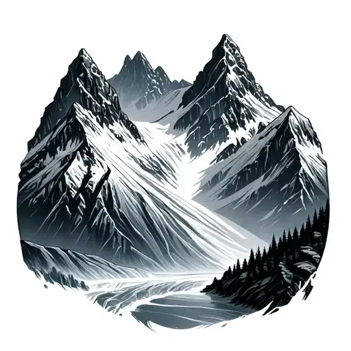 Mountain and glacier tattoo design idea
