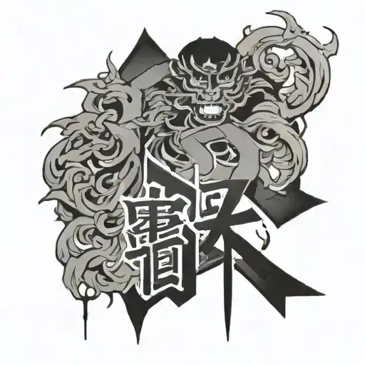 destroy kanji characters tattoo design idea