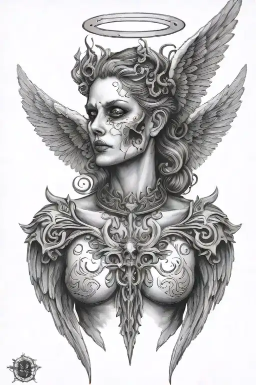 angel of death neck tattoo tattoo design idea