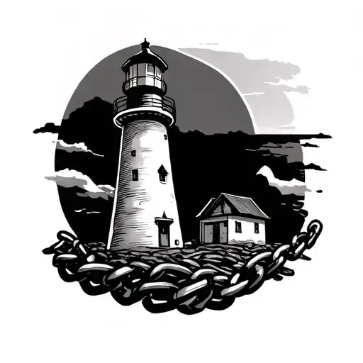 lighthouse, chain, coffee bean, resistance, success tattoo design idea