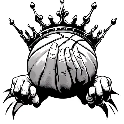 praying hands above it basketball above the basketball a crown  tattoo design idea