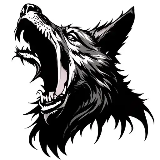 Sigma Wolf Howling in a fierce battle tattoo design idea