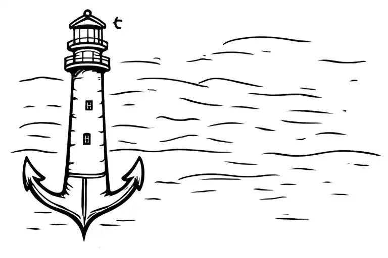 Lighthouse whit anchor tattoo design idea