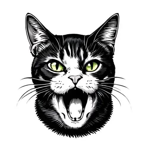 White cat cry tattoo design idea