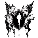 tear of lucifer with cerberus  tattoo design idea
