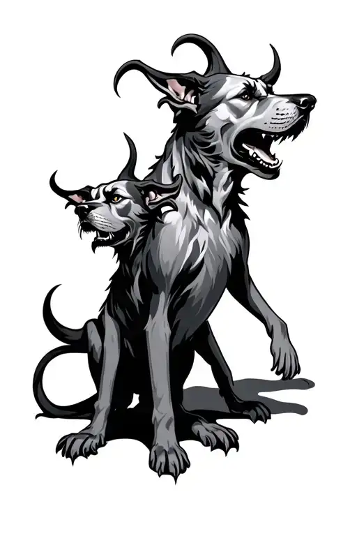Cerberus 3 headed hell hound  tattoo design idea