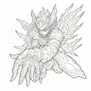 satoru gojo pointing upwards using cursed technique reversal red tattoo design idea
