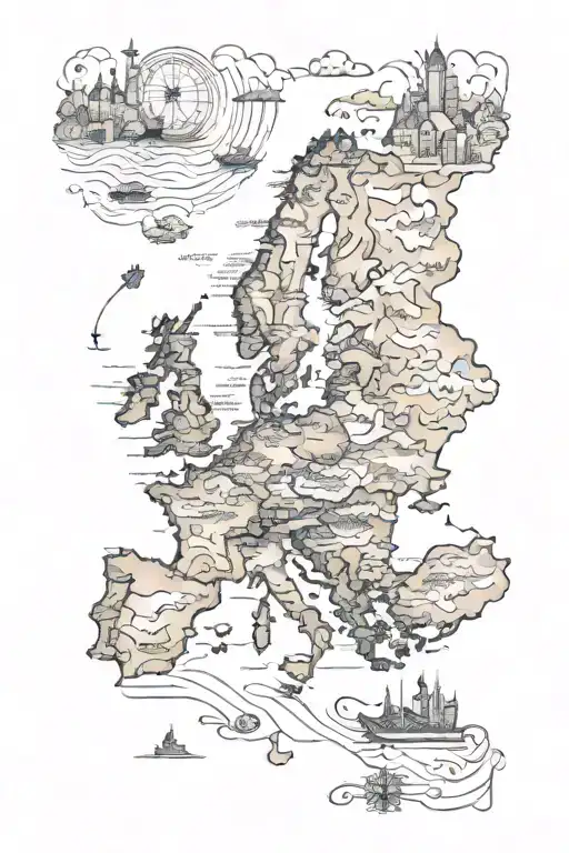 Europe Map tattoo design idea