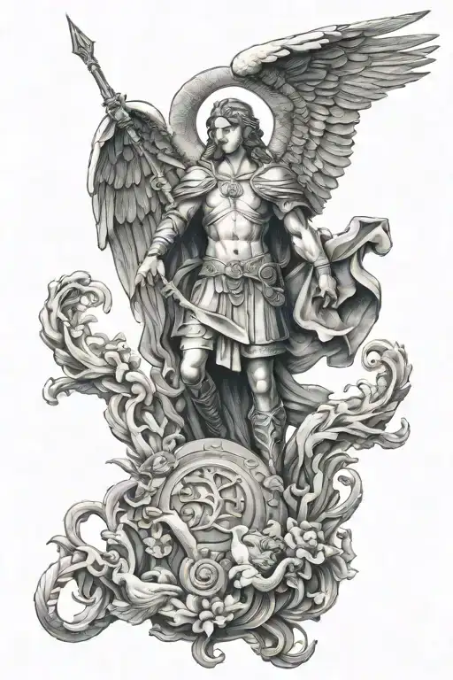 saint micheal tattoo design idea