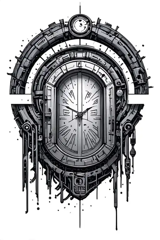 biomechanics, clock, stargate door, Star Wars symbol tattoo design idea