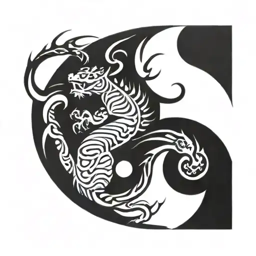 tiger and dragon yinyang symbol tattoo design idea