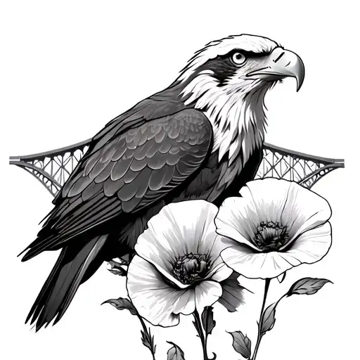 poppy eagle Hudson River bridge  tattoo design idea