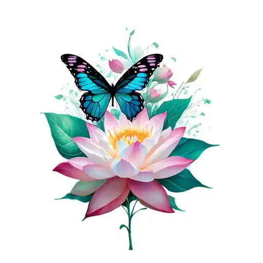 sexual abuse survivor with butterfly and lotus flower blooming tattoo design idea