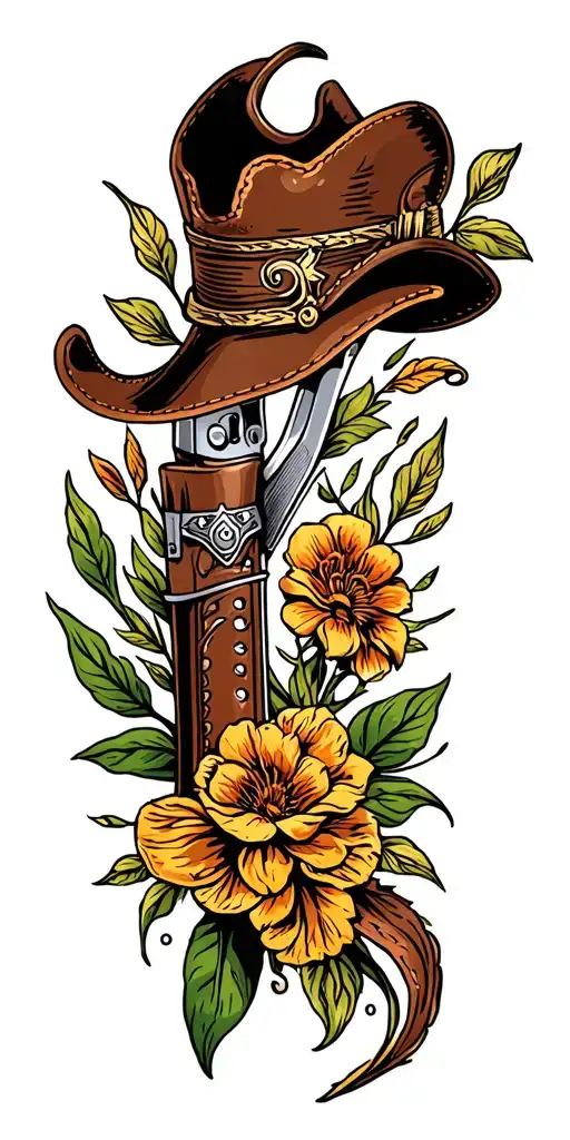 leather Western tool designs surrounding tattoo design idea