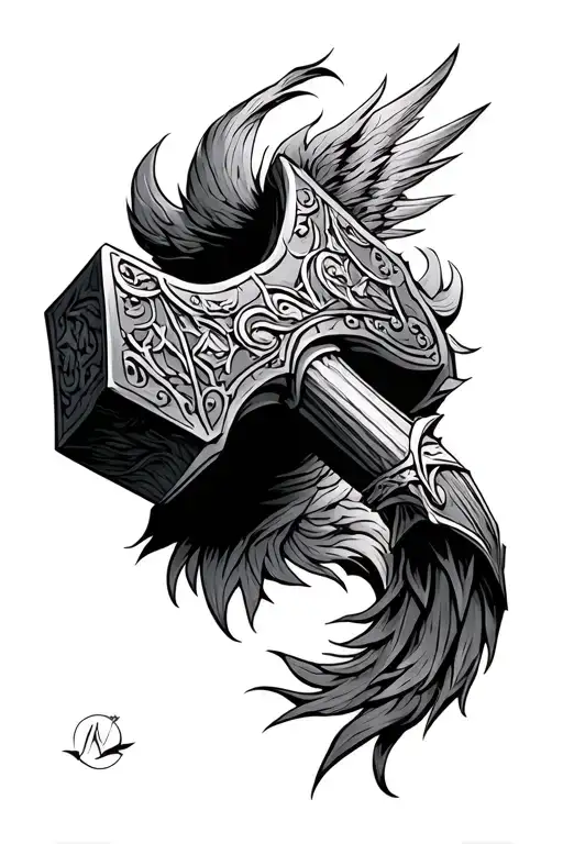 phönix thor hammer  tattoo design idea